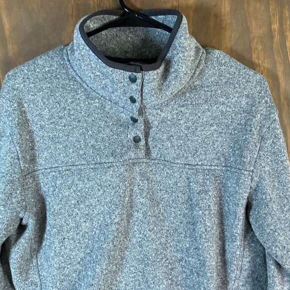 Eddie Bauer Womens Sweatshirt Gray Radiator Fleece Snap Mock Neck Large - Picture 2 of 12